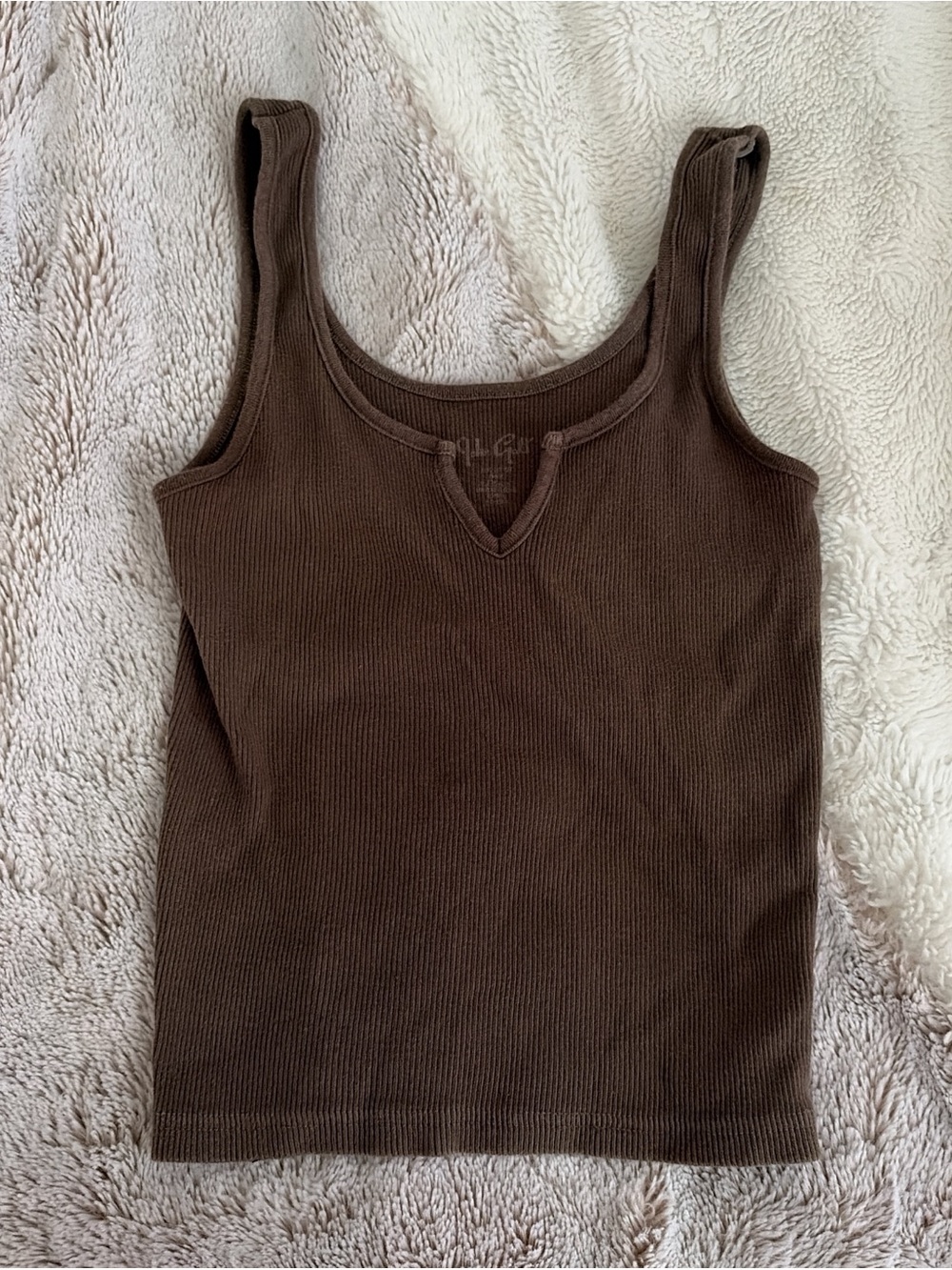 Brandy Melville Brown Ribbed Tank Top